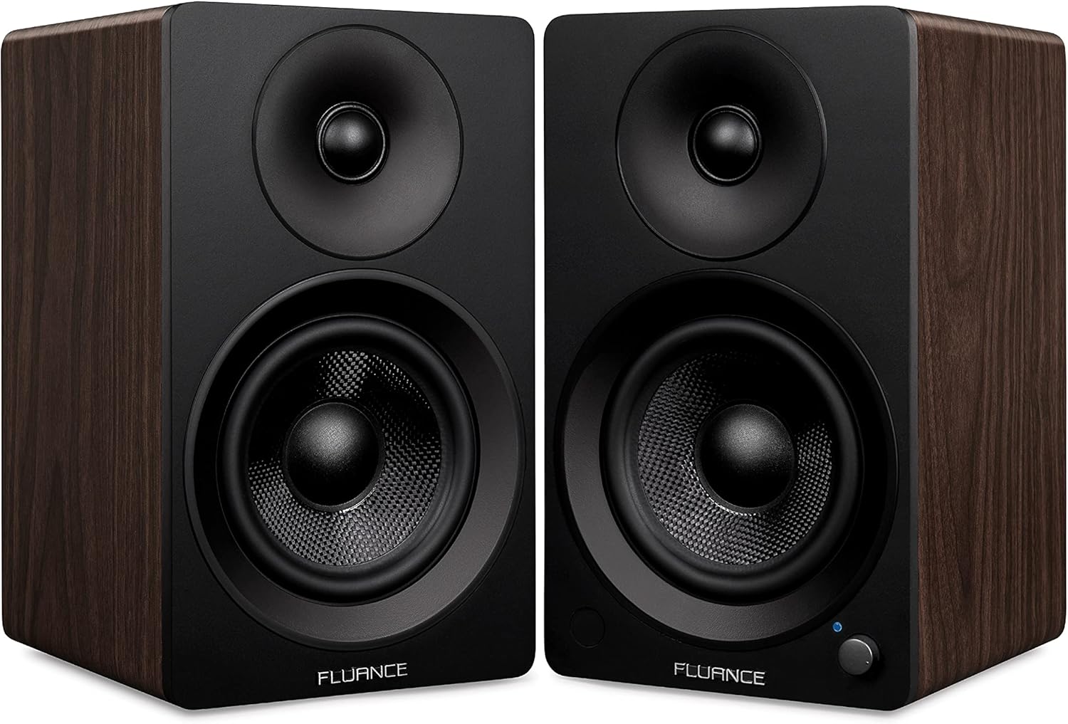 Powered 2-Way Stereo Bookshelf Speakers with 6.5 Drivers, 120W Amplifier (Natural Walnut) T763958
