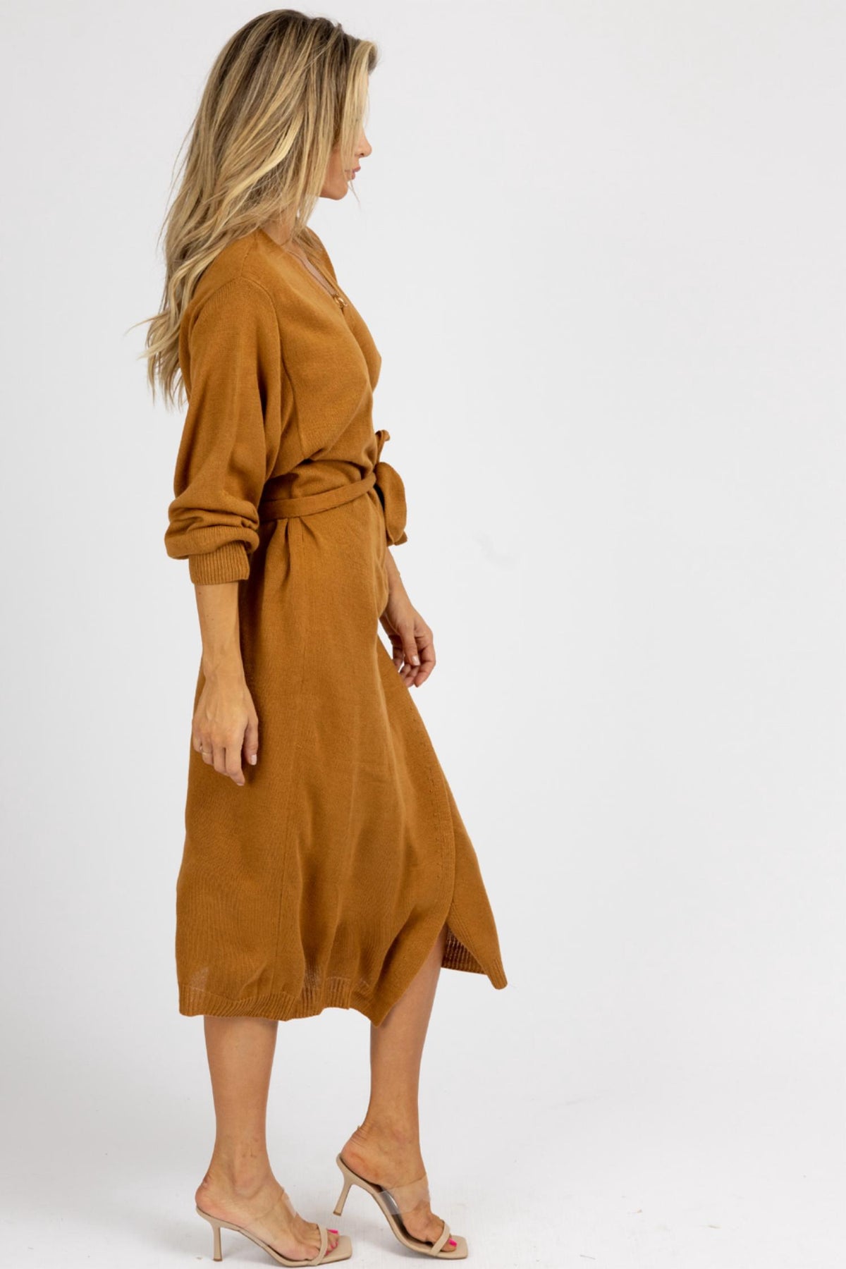 Knit Wrap Midi Dress R6592