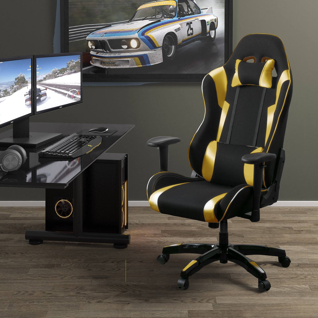 Bonded Leather, Fabric, and Mesh High-Back Ergonomic Gaming Chair B65635