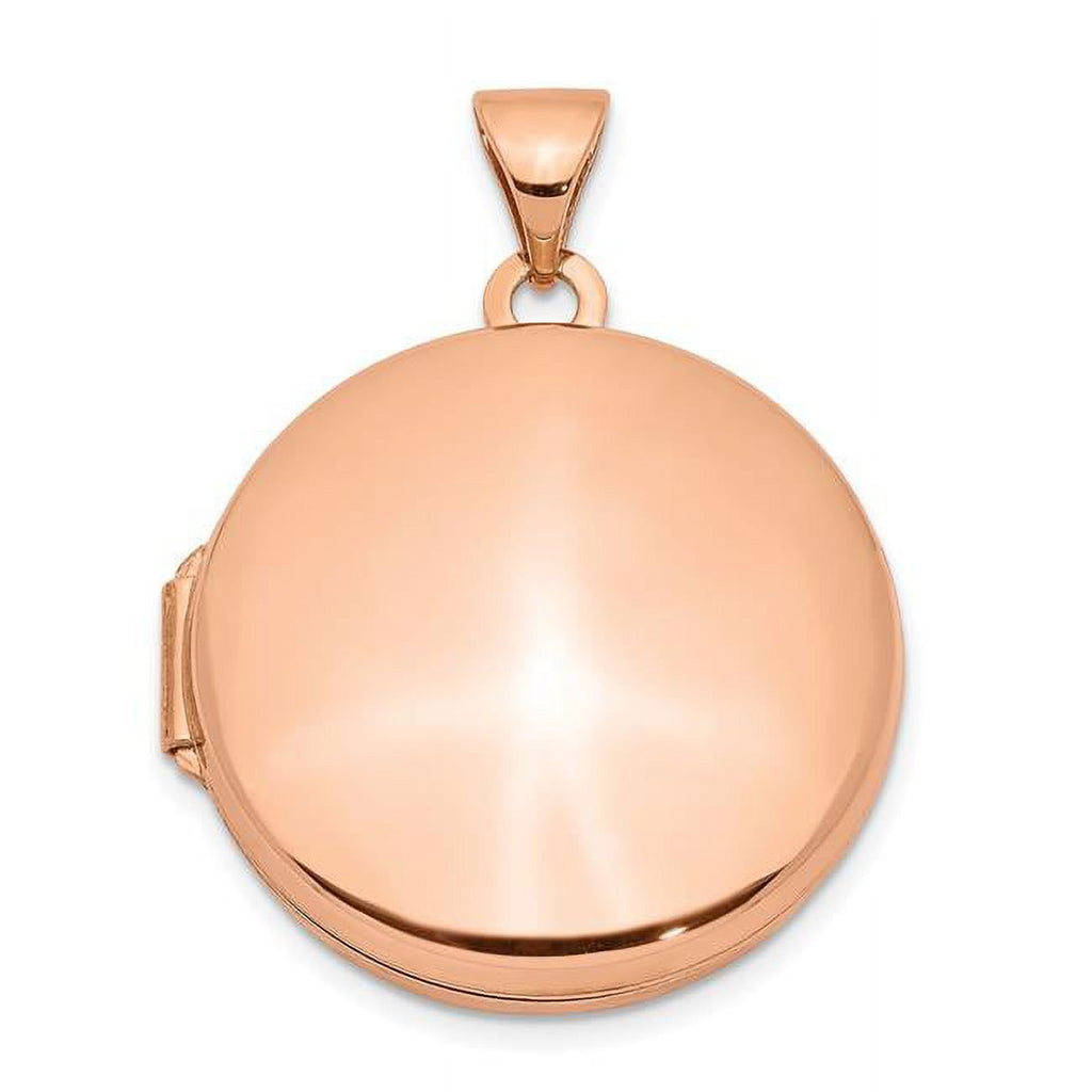 14k Rose Gold Polished Engravable 20mm Round Plain Flat Locket L25081
