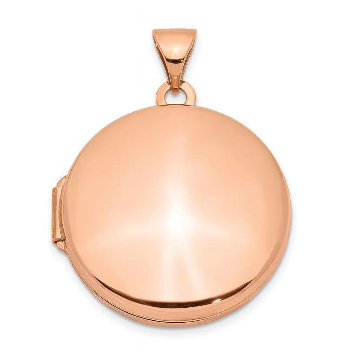 14k Rose Gold Polished Engravable 20mm Round Plain Flat Locket L25081
