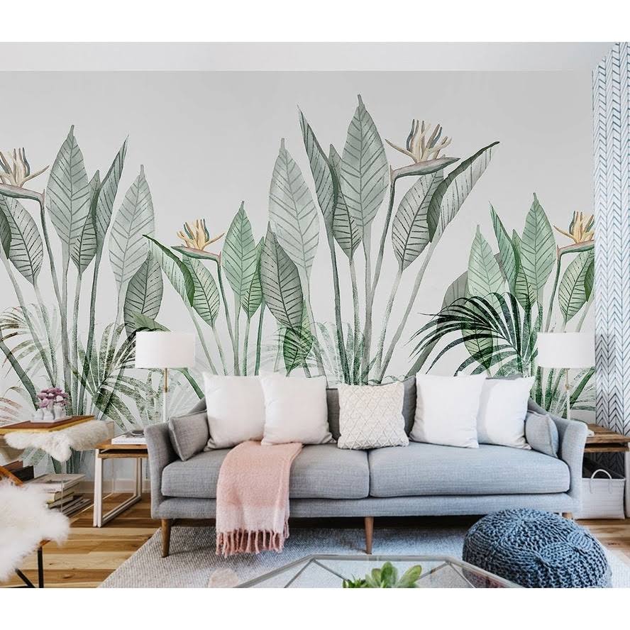 Vintage Palm Leaf Textile Wallpaper Q598798