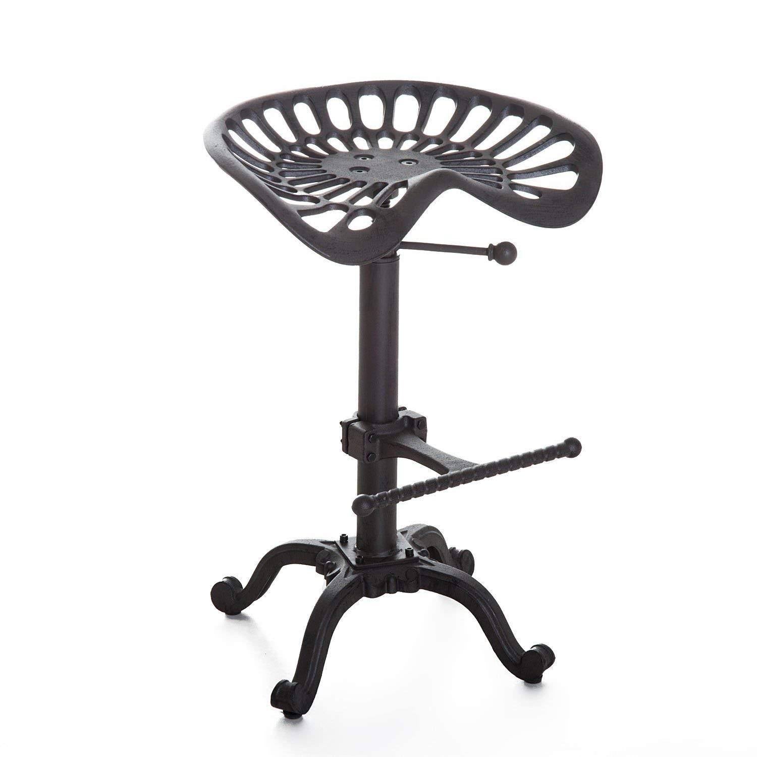 Rustic Industrial Farmhouse Tractor Seat Adjustable Bar Stool S7112