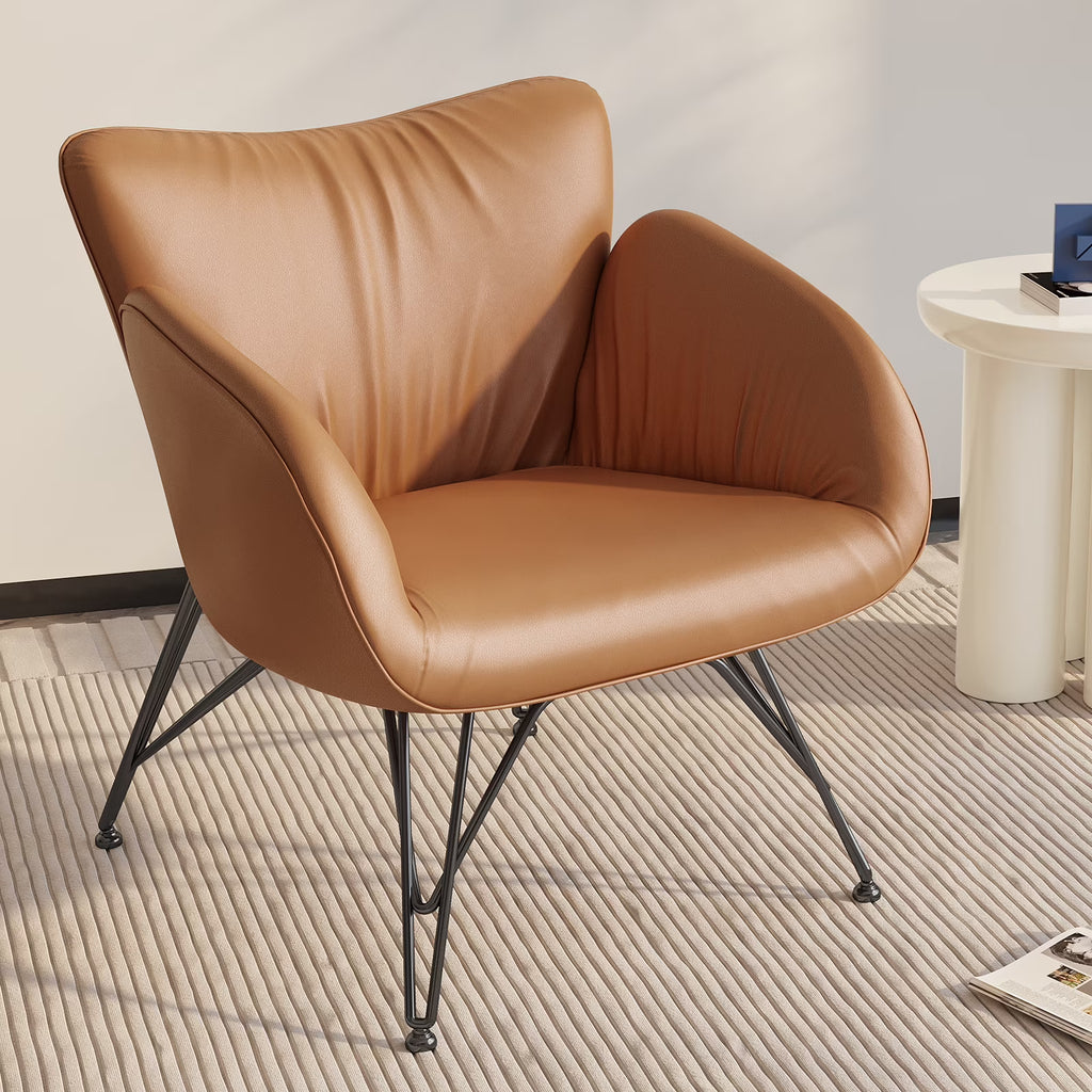 Orange Leather Accent Armchair J25025