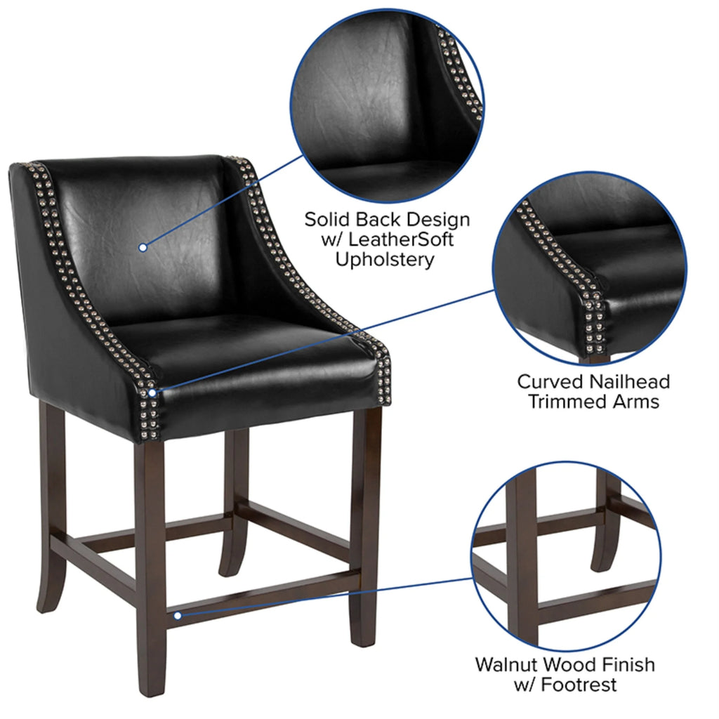 Black Faux Leather Counter Stool Set of 2 F683674