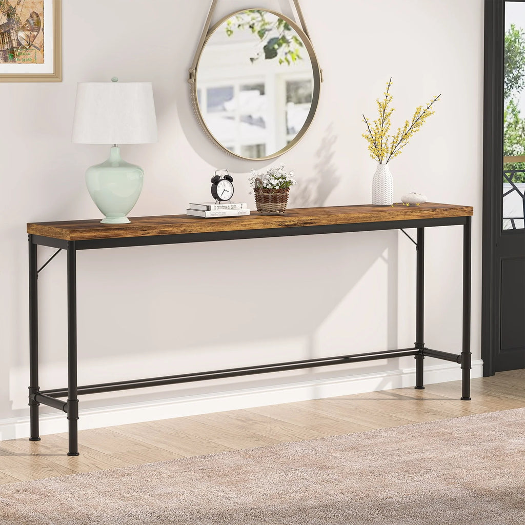 Rustic Wood Finish Narrow Console Table D449192
