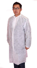 30 Pack White Disposable Polypropylene Lab Coats with 3 Snaps V5191