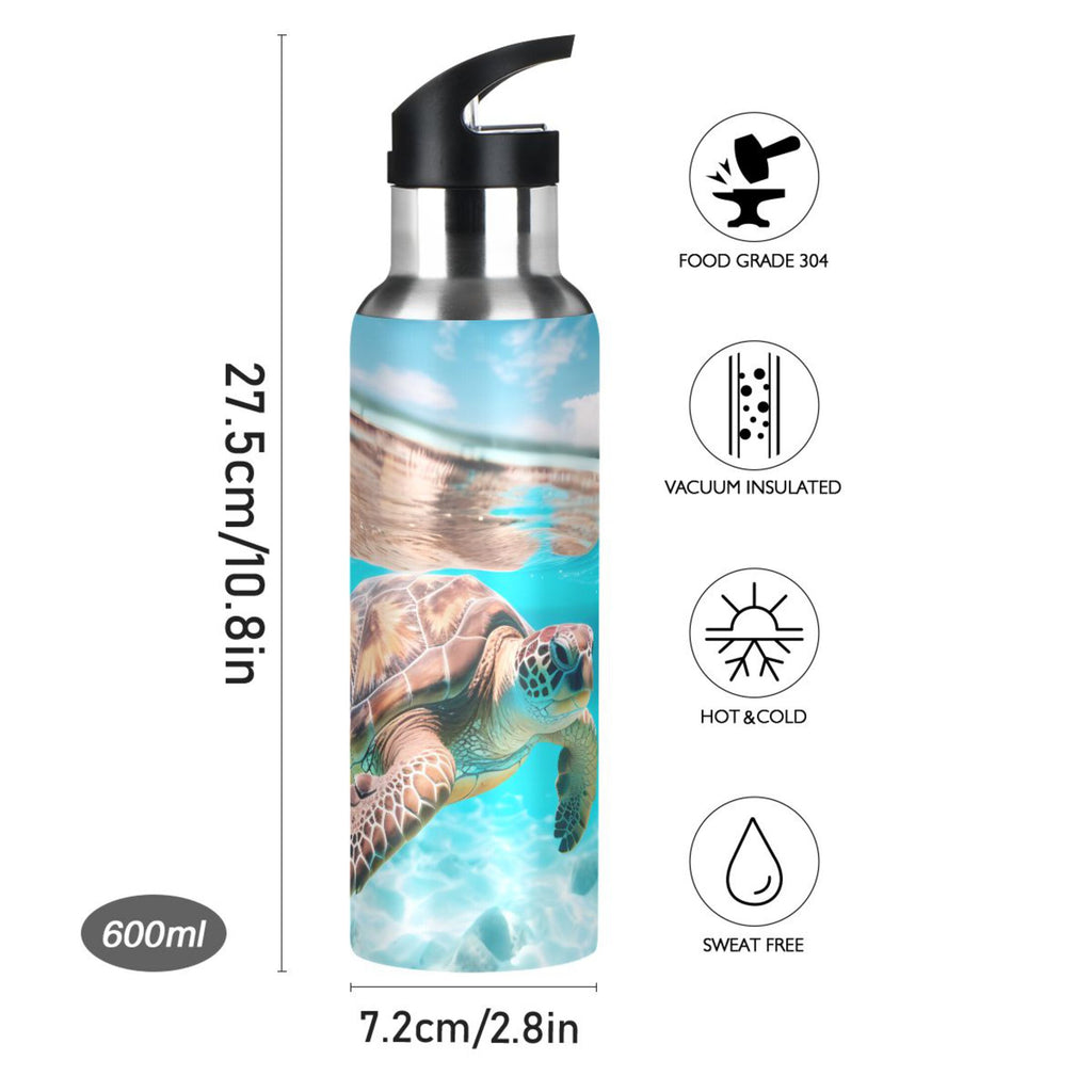 20 oz Insulated Stainless Steel Thermos Bottle with Straw Lid V143