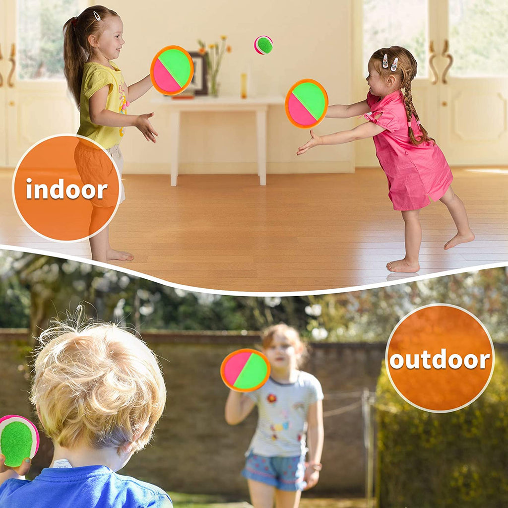 Toss and Catch Game Set with Paddles Balls and Storage Bag V3814