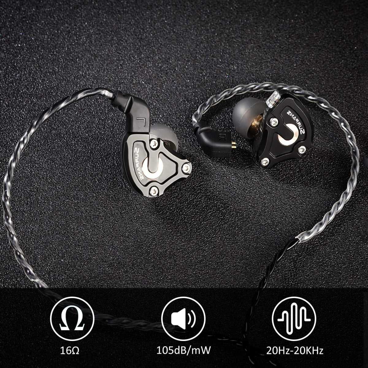 IEM Headphone, Hybrid Driver Wired Earbuds with Detachable Cable J320