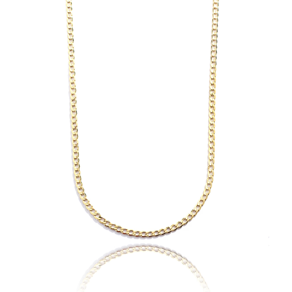 10k Yellow Gold Hollow Curb Link Chain Necklace with Lobster Clasp, 4.3mm Z18786