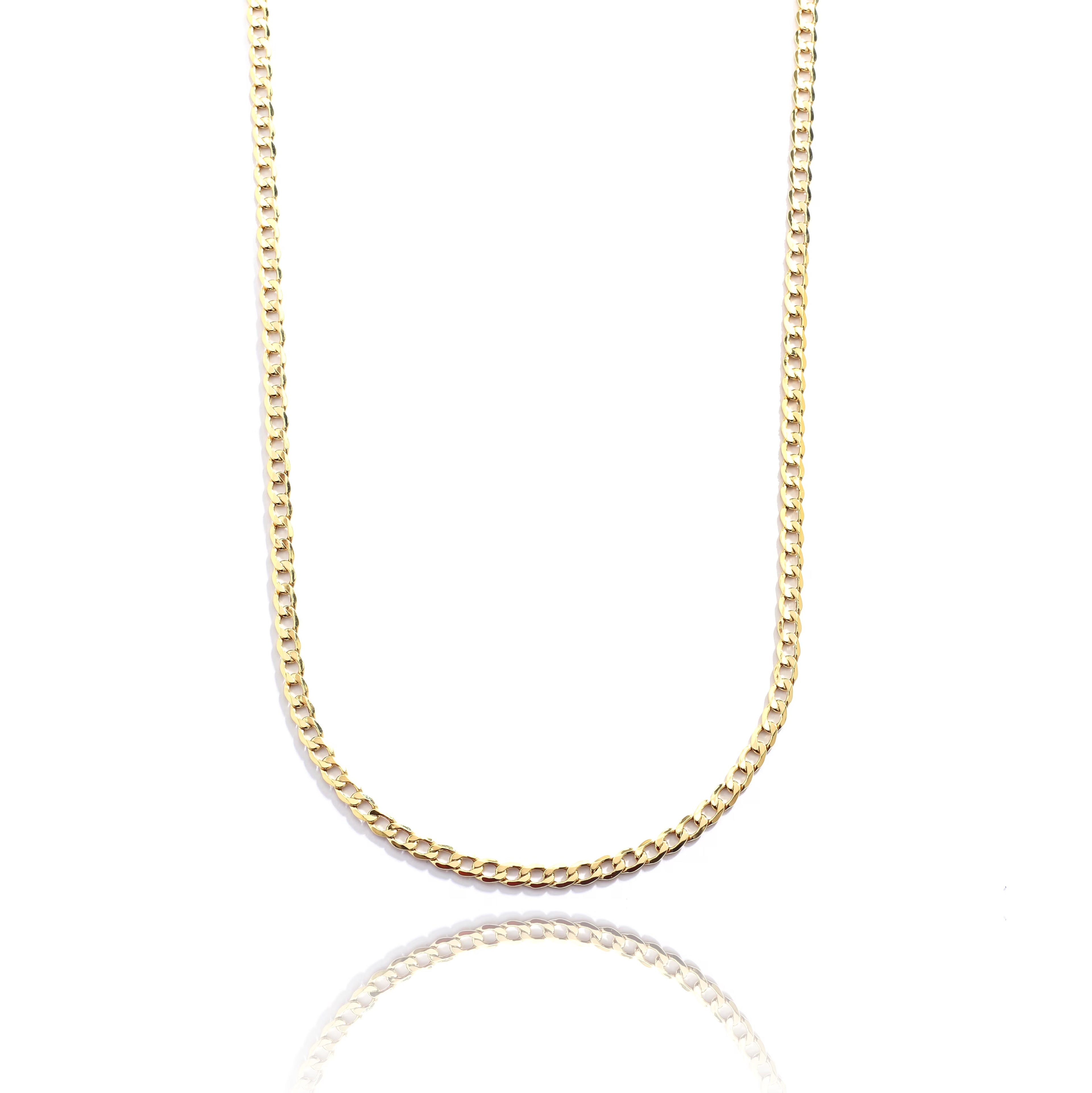 10k Yellow Gold Hollow Curb Link Chain Necklace with Lobster Clasp, 4.3mm Z18786