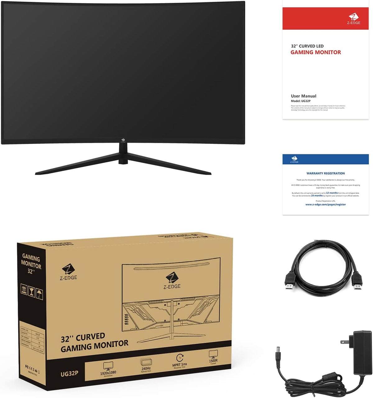 32-inch Curved Gaming Monitor 240Hz 1ms Frameless LED Monitor N397