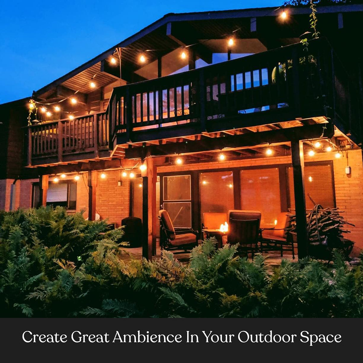 Waterproof Outdoor String Lights with 48 Ft Dimmable Edison Bulbs Q7361