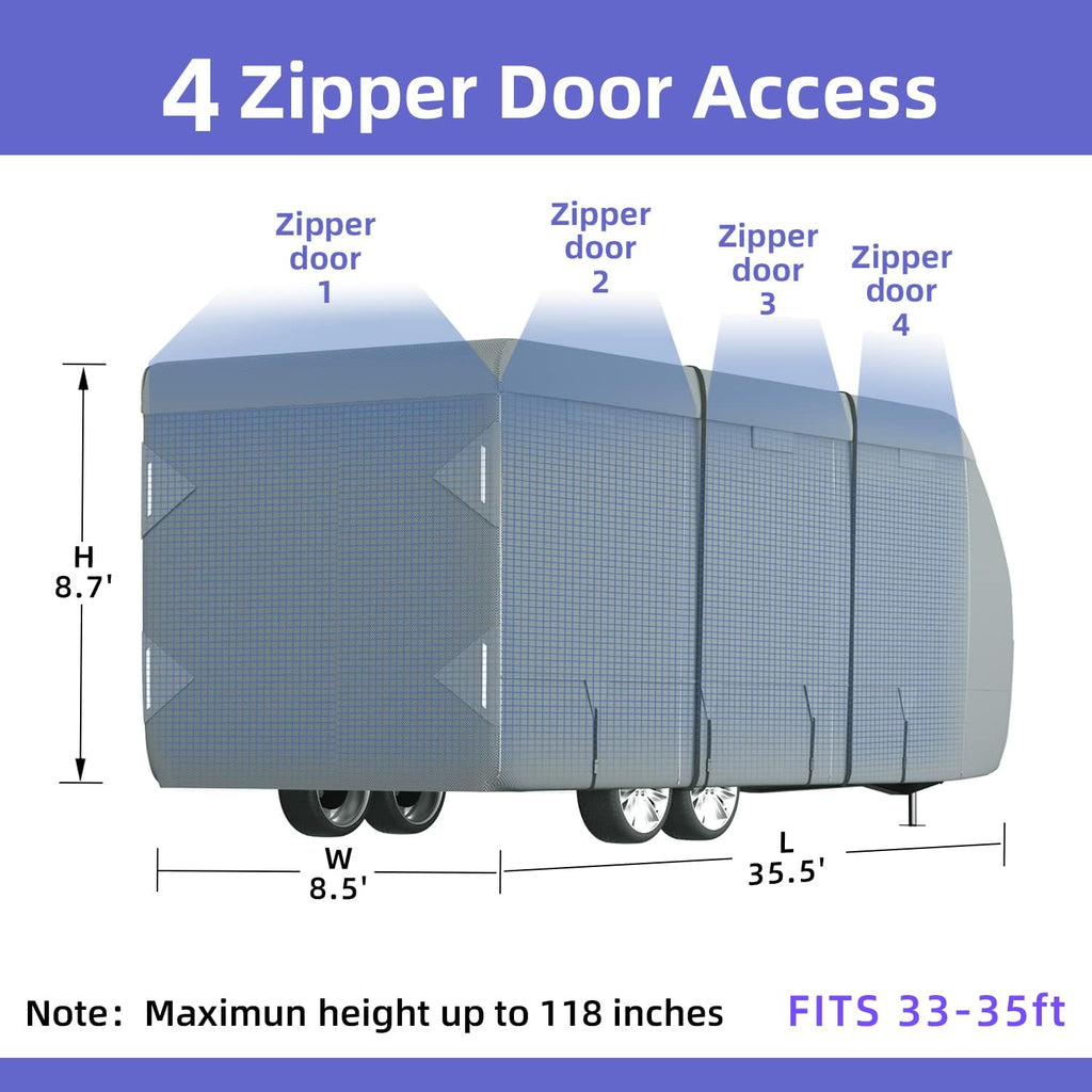 7 Layers Top Camper Cover with Tongue Jack Cover U7231