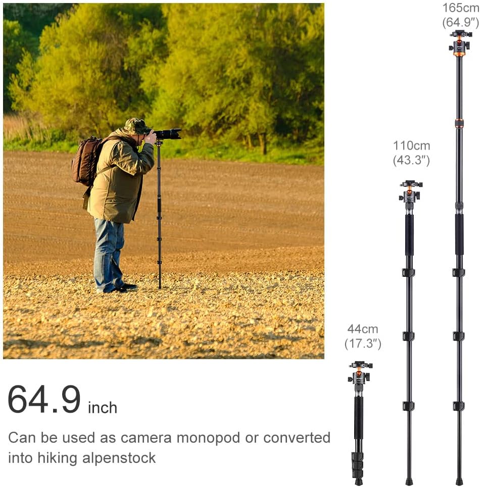 62 inch DSLR Camera Tripod with Monopod and Aluminum Alloy Quick Release Plate G3033
