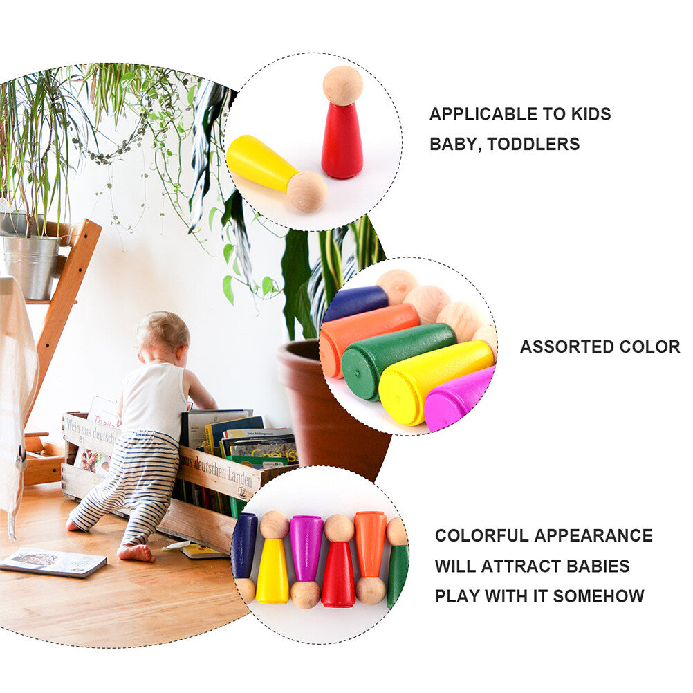 24 Unfinished Wooden Peg Dolls DIY Painting Craft H4047