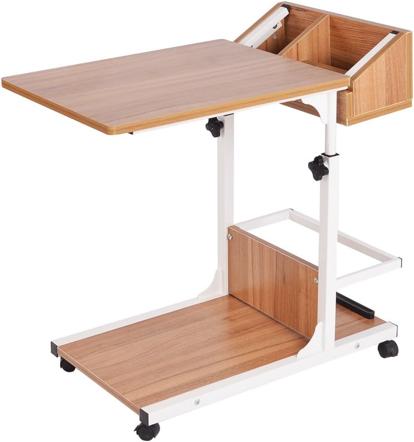 Black Mobile Overbed Table with Storage L153829