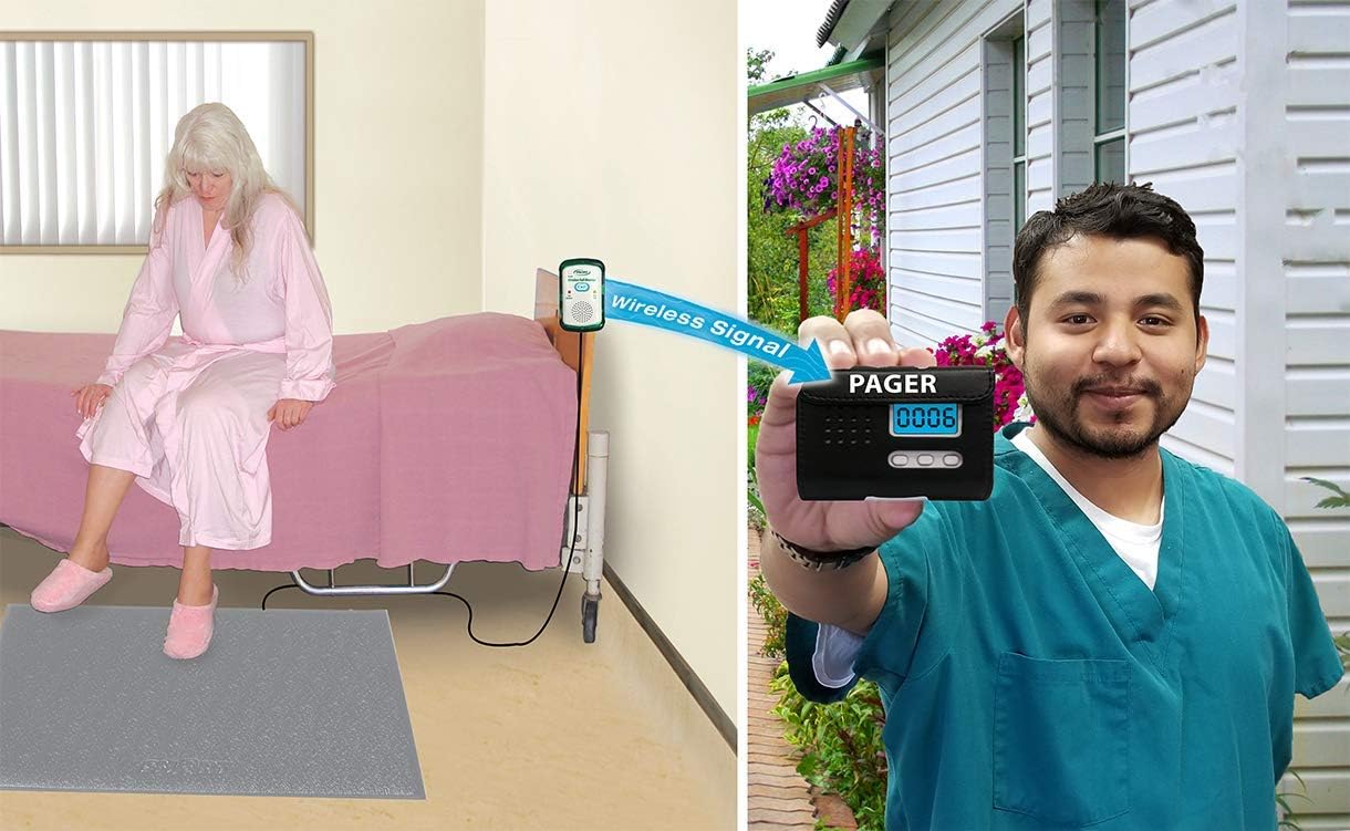 Caregiver Pager with Weight Sensing Floor Mat & Alarm I9532
