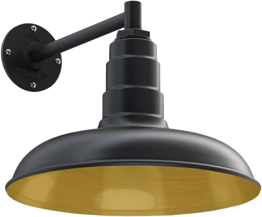 Black Steel Dome Gooseneck Barn Light R882