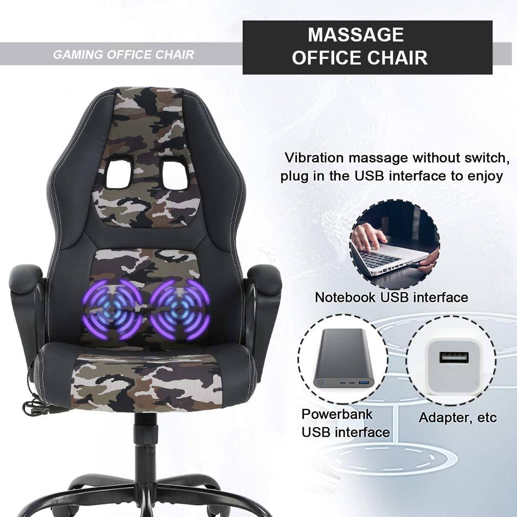 Camo Racing Gaming Chair with Lumbar Support Headrest Armrest J6537