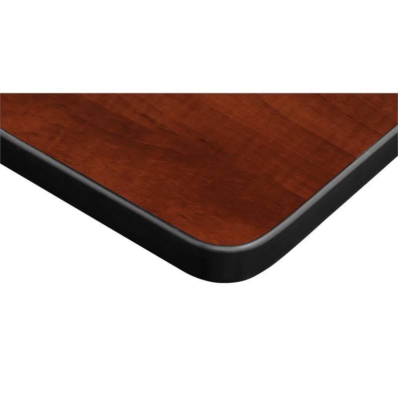 Mahogany Black Round Breakroom Table with 4 Stack Chairs V622