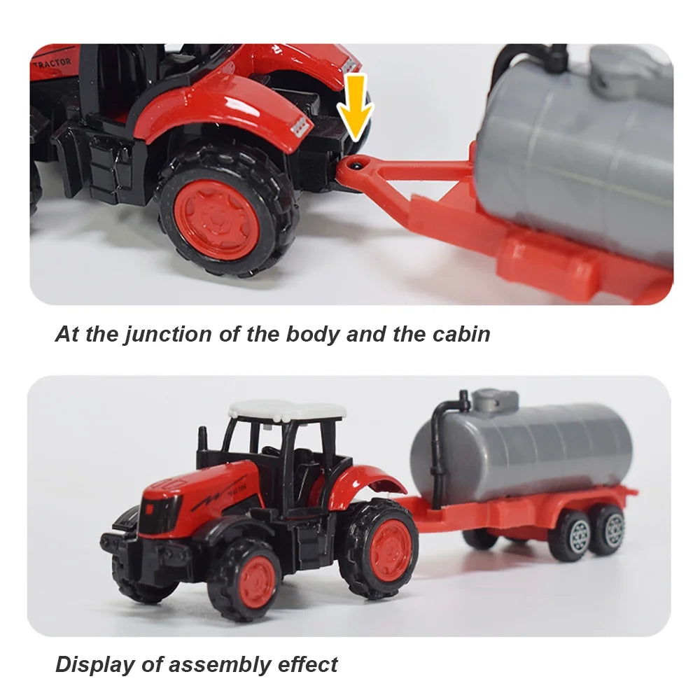 3 Pieces Die-Cast Metal Toy Farm Tractors Truck and Trailers Set R623690