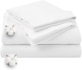 King Size 4 Piece Cotton Sheets Set, White Z35334