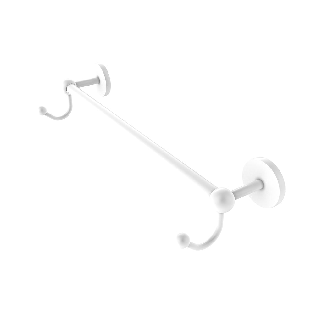24 inch Matte White Towel Bar with Integrated Hooks B9642