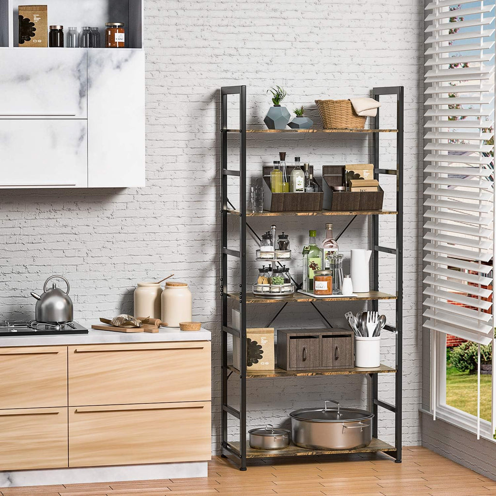Black 4 Tier Wooden and Metal Bookshelf N926142
