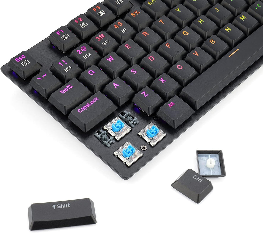 Wireless Bluetooth Mechanical Gaming Keyboard with RGB Backlit Blue Switches E16638