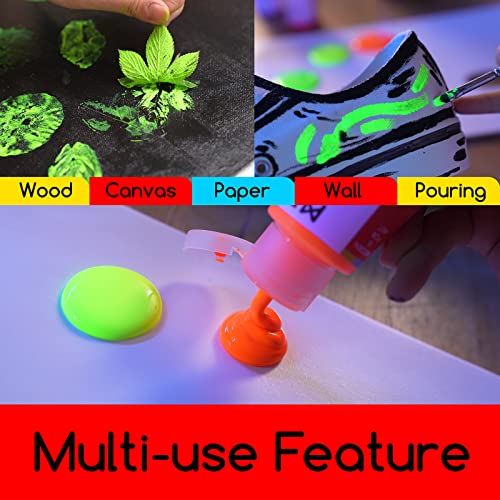 6 Colors Fluorescent Acrylic Paint Set, 2 oz Y507