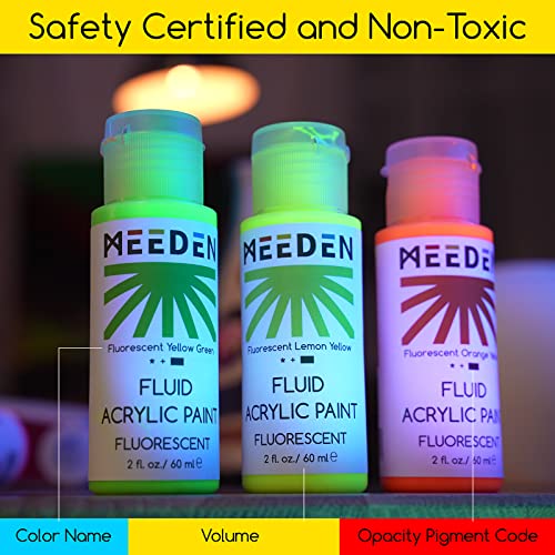 6 Colors Fluorescent Acrylic Paint Set, 2 oz Y507