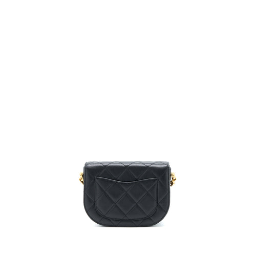 22B ROUND MESSENGER BAG GRAINED CALFSKIN BLACK BRUSHED GHW (MICROCHIP)