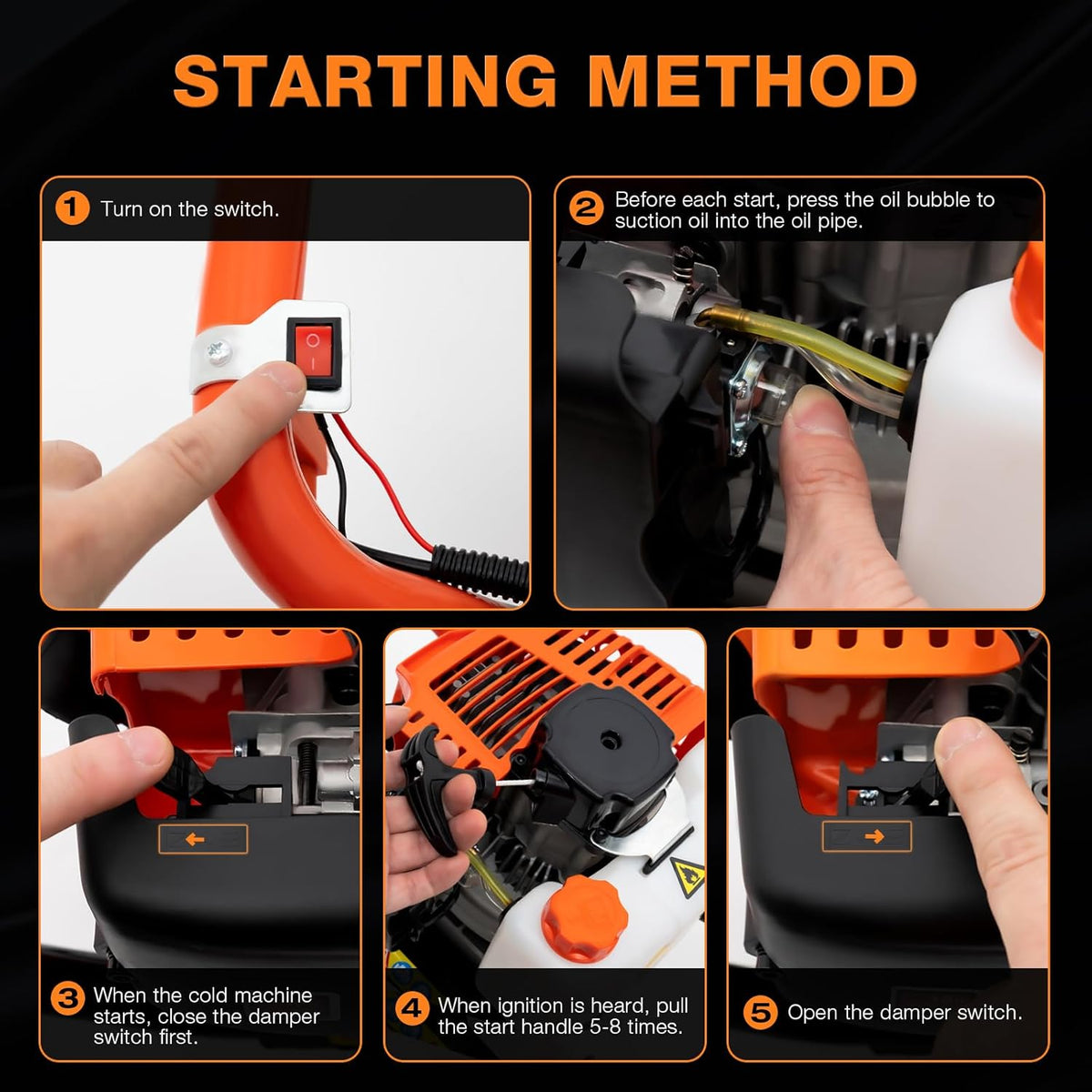 52cc 2 Stroke Gas Powered Post Hole Digger with Drill Bits and Extension Rods Z898334