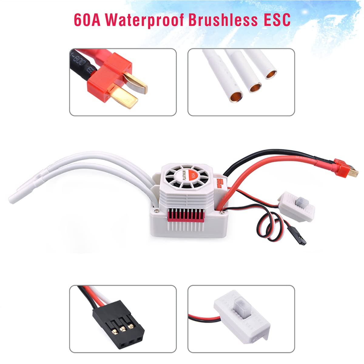 3650 3900kv Brushless Motor ESC with 60A ESC & Programming Card Combo for 1/10 RC Car Truck Pack of 2 N5621