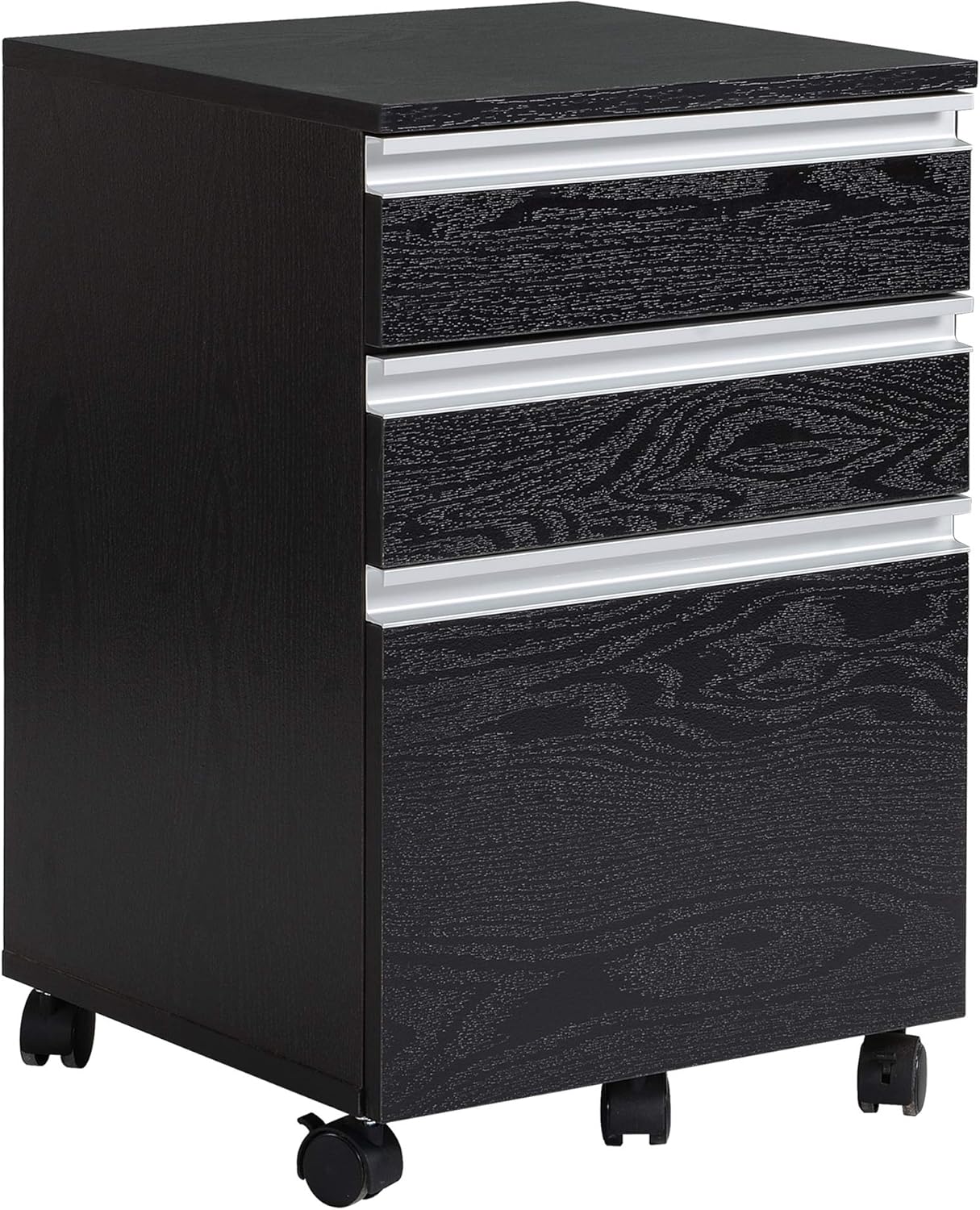 3-Drawer Mobile File Cabinet Rolling Organizer, Brown Wood Grain M67530