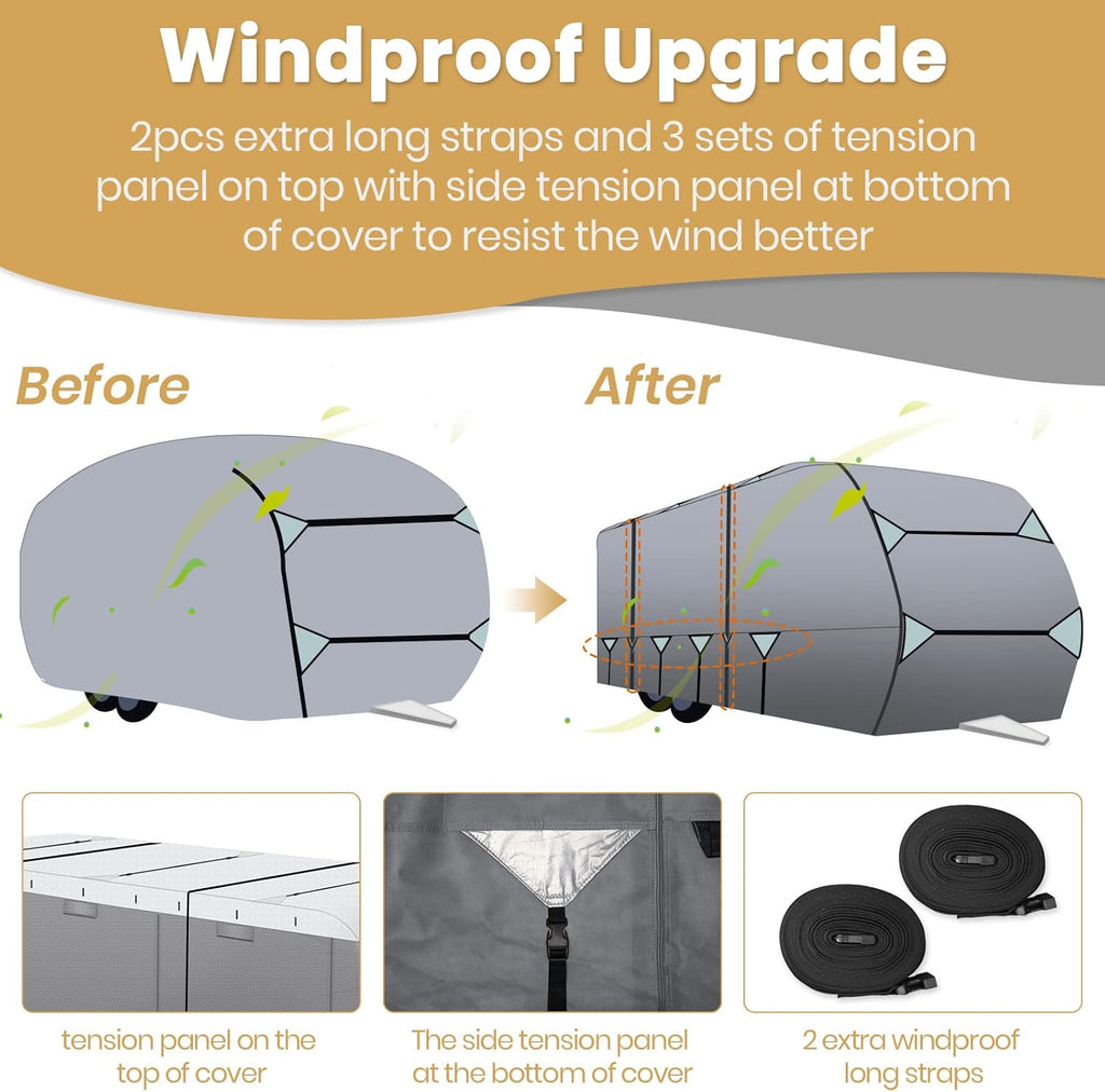 Waterproof Travel Trailer RV Cover with Cotton Lining K21137