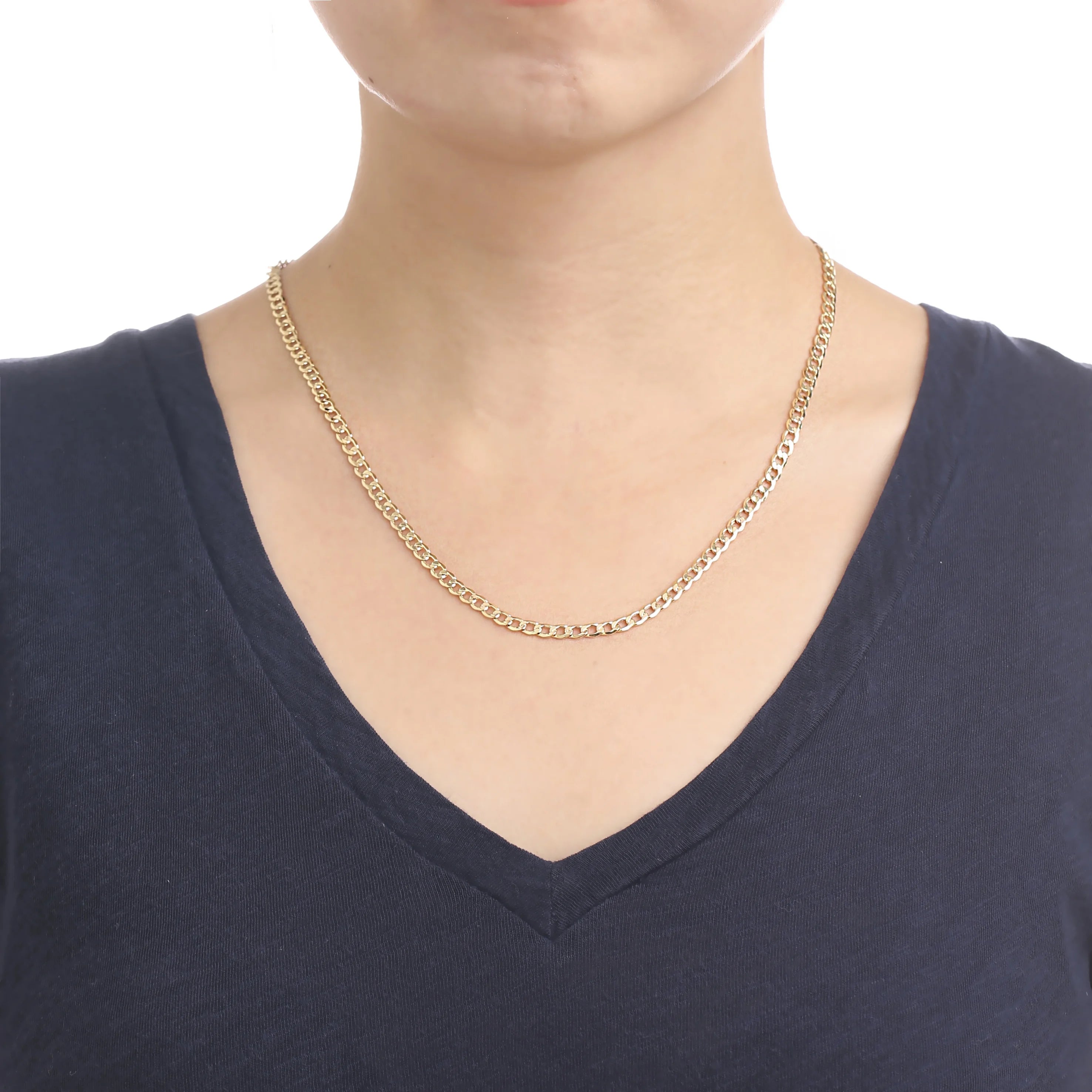 10k Yellow Gold Hollow Curb Link Chain Necklace with Lobster Clasp, 4.3mm Z18786
