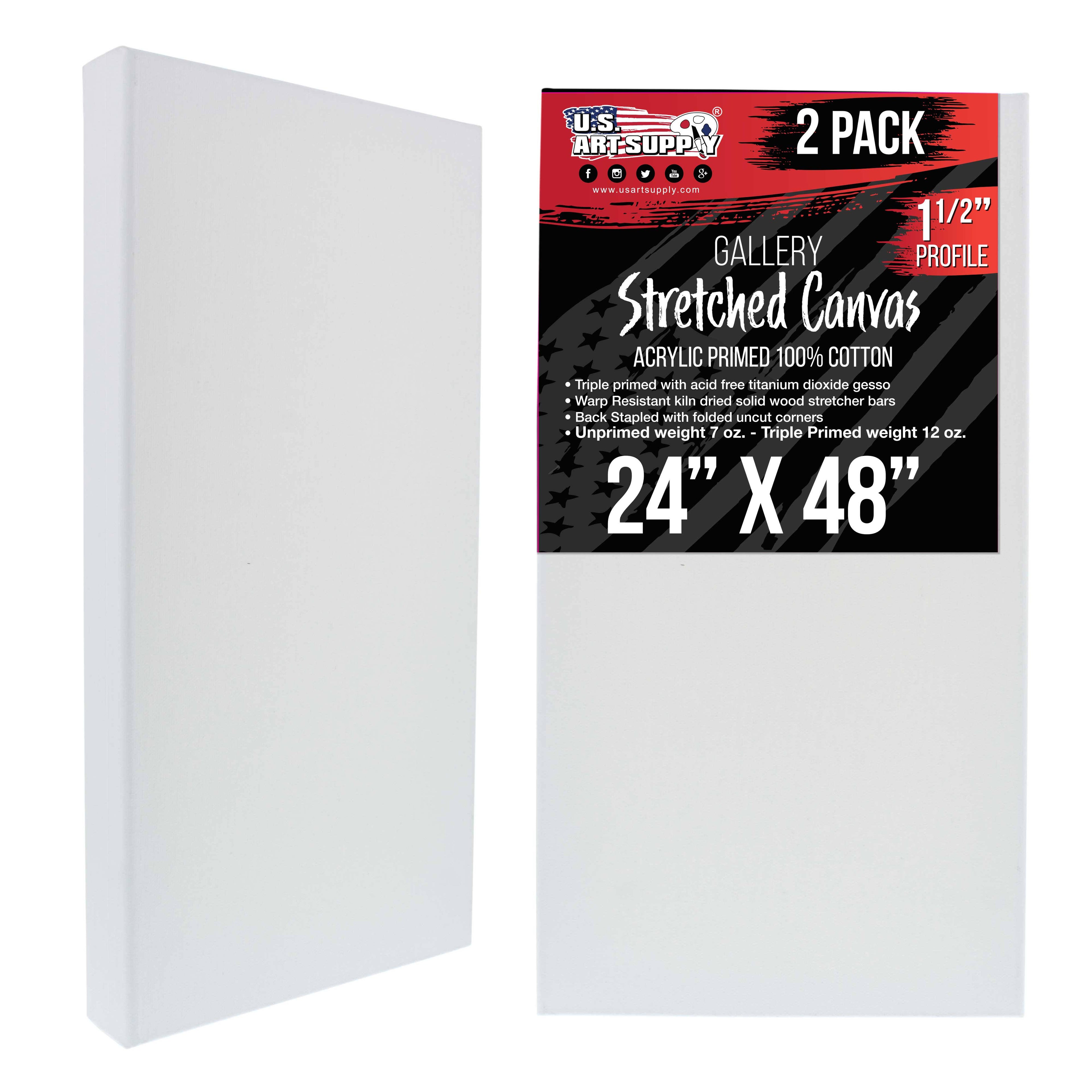 24x22 x 48x22 Gallery Depth 1-1/2x22 Profile Stretched Canvas 2-Pack Acrylic Gesso Triple Primed 12-Ounce 100% O523005