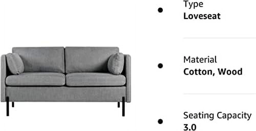 70'' Linen Fabric 3 Seater Sofa with 3 Pillows and Iron Legs R319