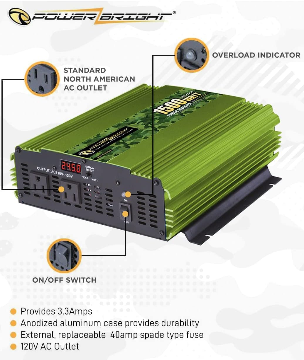 1500 Watt 24V Power Inverter with Dual 110V AC Outlets G471
