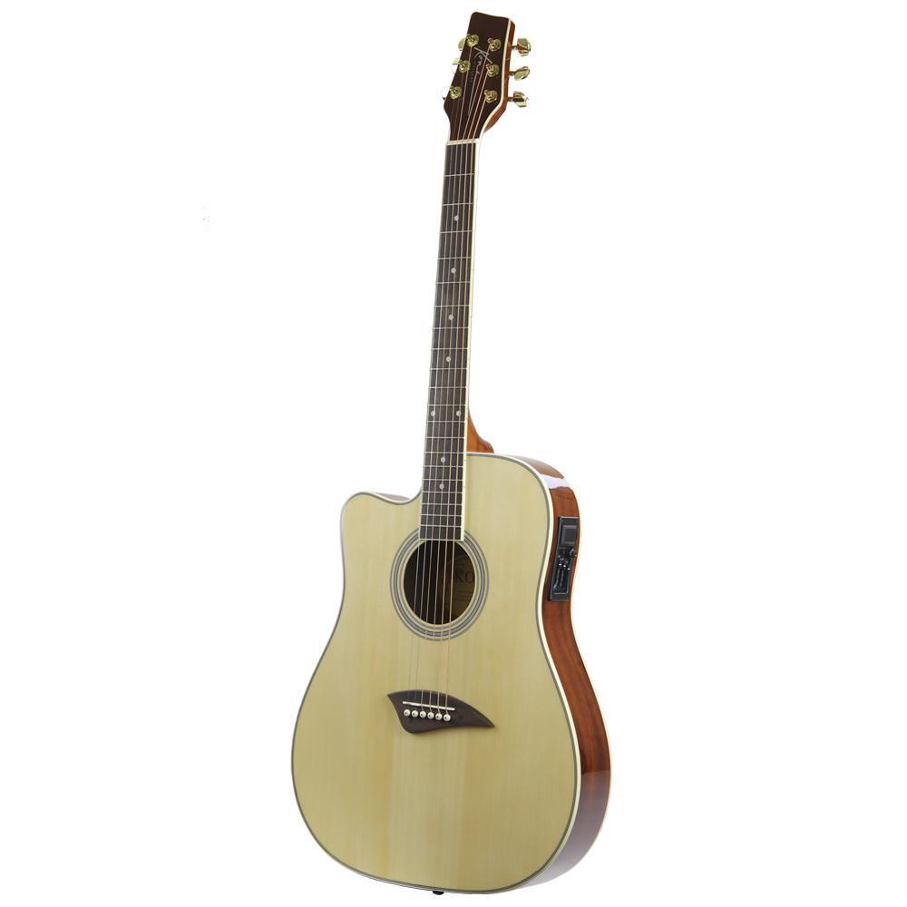 Left-Handed Thin Body Acoustic-Electric Guitar with Spruce Top, Natural W2926