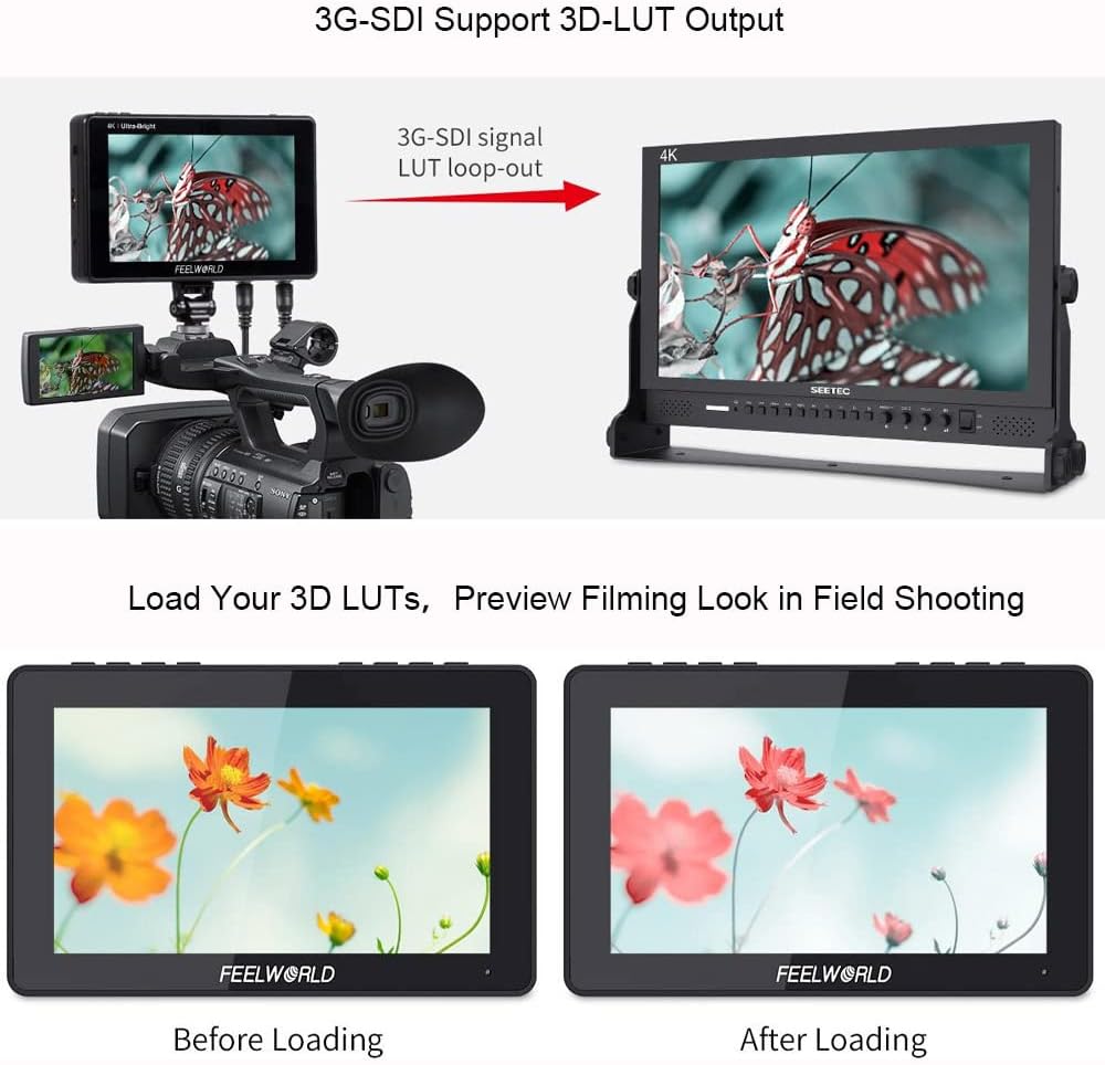 7 Inch 2200nits Touch Screen HDR Camera Field Monitor with F970 External Power and Install Kit Q334