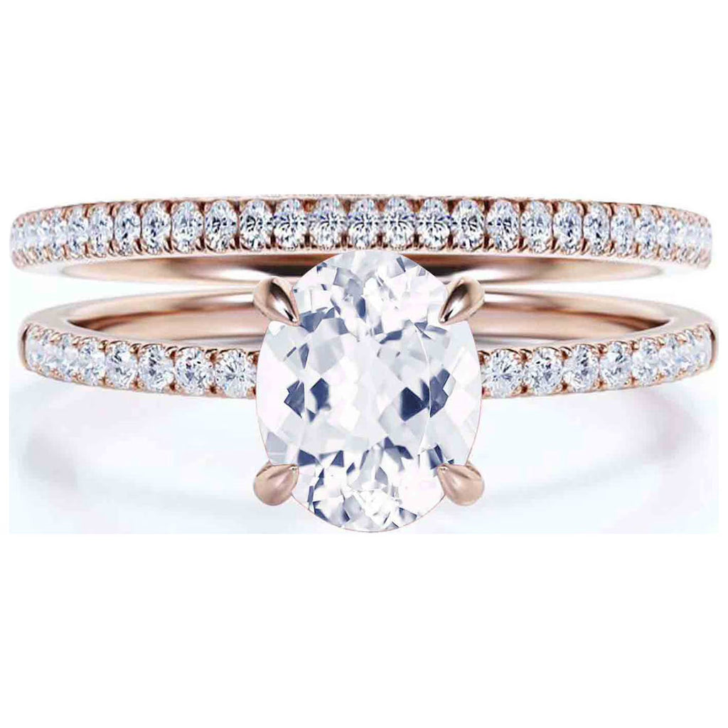 Minimalist 2.00 Carat Oval Diamond Moissanite Engagement Ring in 925 Sterling Silver With 18k Rose Gold Plating C1638