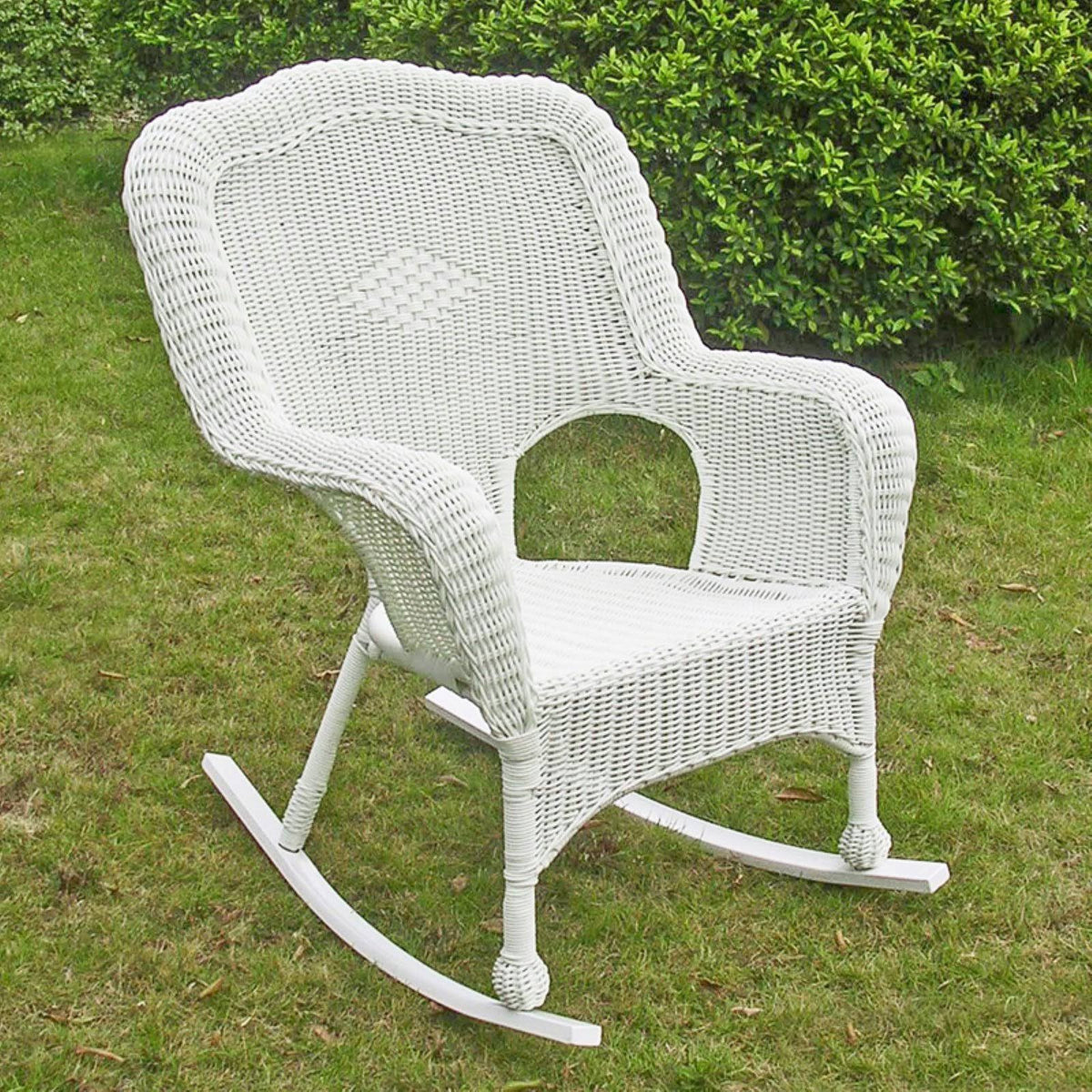 White Resin Wicker Rocker G74276
