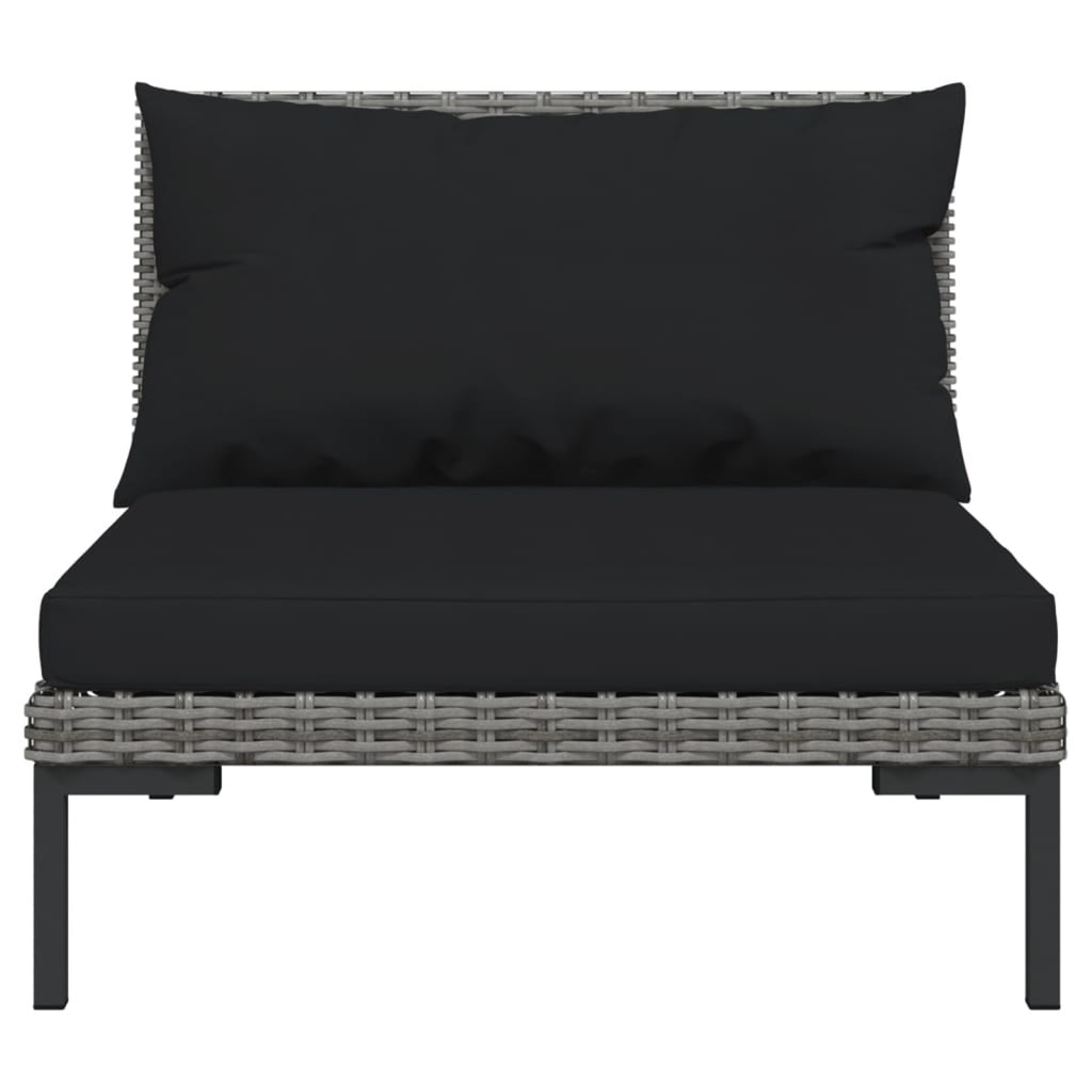 10 Piece Patio Set with Cushions Poly Rattan Dark Gray H505