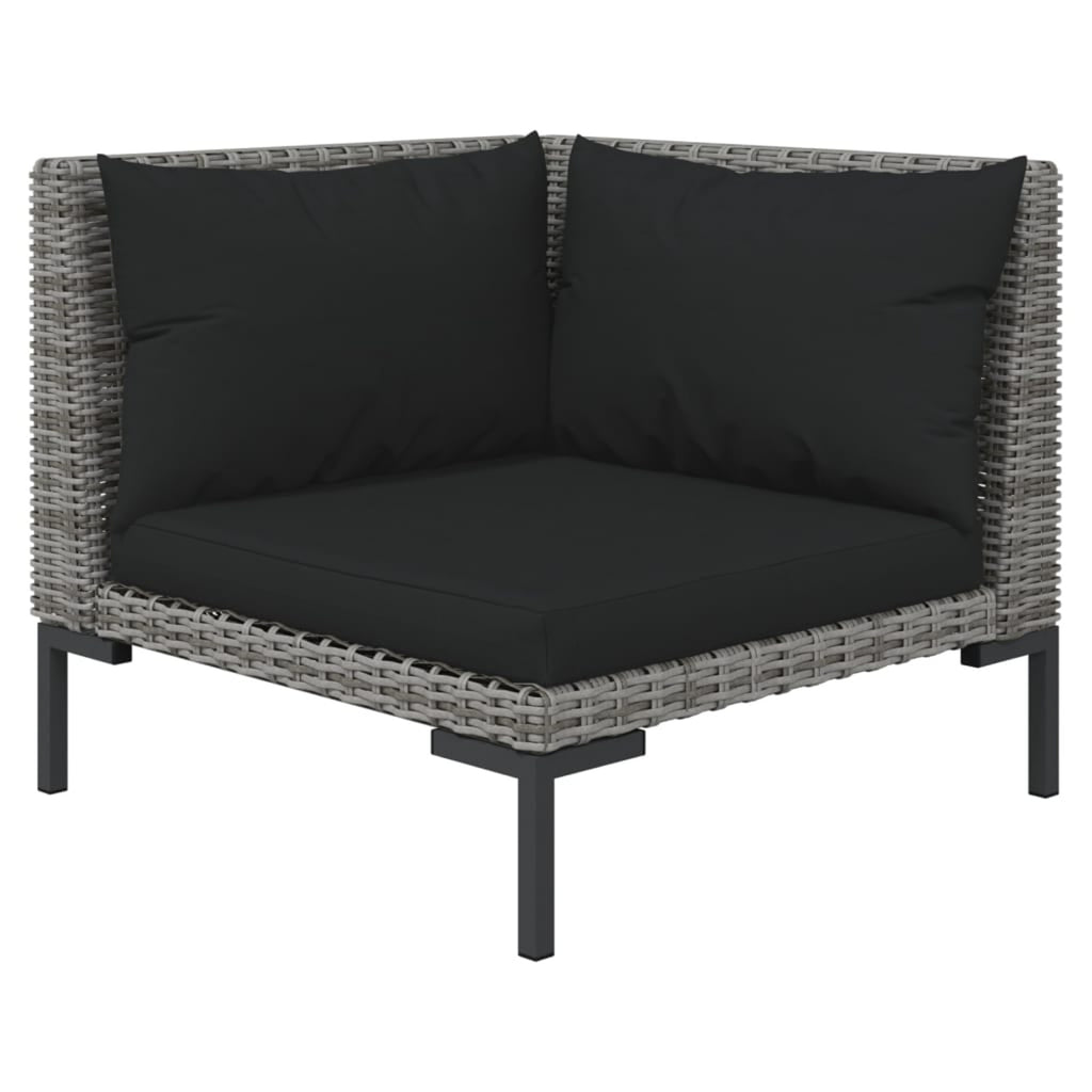 10 Piece Patio Set with Cushions Poly Rattan Dark Gray H505
