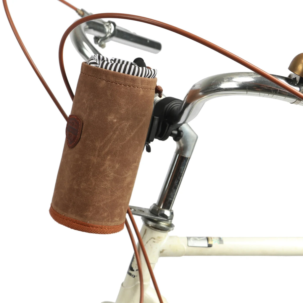 Canvas Bike Coffee Cup Holder Cage Handlebar Mount Bottle Kettle Pouch Brown U8552