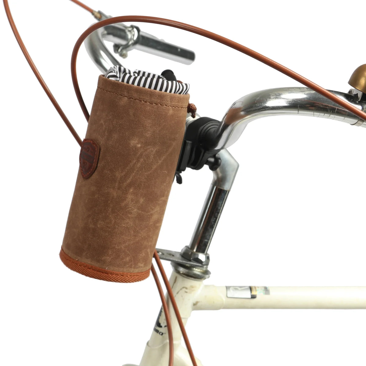 Canvas Bike Coffee Cup Holder Cage Handlebar Mount Bottle Kettle Pouch Brown U8552